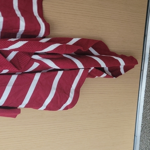 Soft Surroundings-Red Stripe Open Front Knit Cardigan Sweater-Size PP - Picture 8 of 12